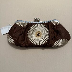 L~Shandi Brown and Floral Clutch Bag